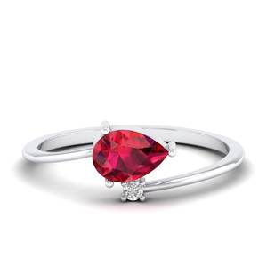 Anillo de Plata de Ley 925 con Moissanita de Corte Pera de 0.75 Quilates y Gema de Rubí, Precio de Fábrica REYES, Anillos de Regalo - Product Image 5