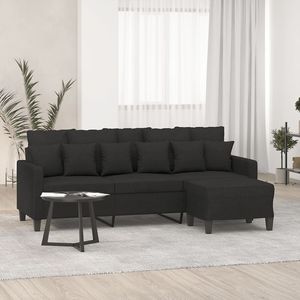 Canapé noir 3 places avec repose-pieds pour le salon - Product Image 1