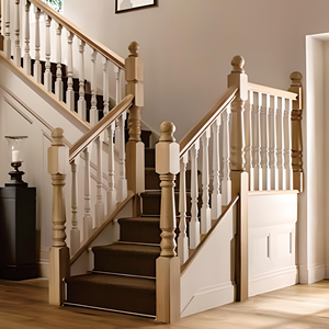 Componentes de Escalera de Madera Dura Modernos de Primera Calidad, Poste de Nogal Blanco Tallado a Mano, Columna Decorativa de Lujo para Construcción de Escaleras Interiores - Product Image 6