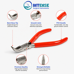 Pince à bec courbé professionnelle en acier inoxydable, pince de précision à pointe incurvée avec poignée antidérapante pour la fabrication de bijoux et le pliage de fils - Product Image 2