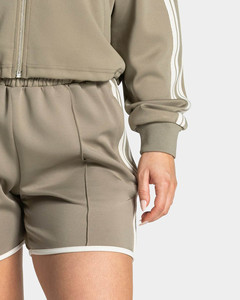 New Design Custom Logo Drop Shoulder <b>Khaki</b> Crop Zipper Jacket & <b>Shorts</b> With Stripes <b>Women's</b> Tracksuits Streetwear <b>Women's</b> Hoodie - Product Image 6