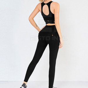 Conjunto Deportivo de Leggings de Cintura Media y Sujetador Deportivo para Gimnasio, con Logotipo Personalizado, para Mujer, Yoga, Sólido, Elástico en 4 Direcciones, Transpirable, Sin Costuras, 2 Piezas - Product Image 3