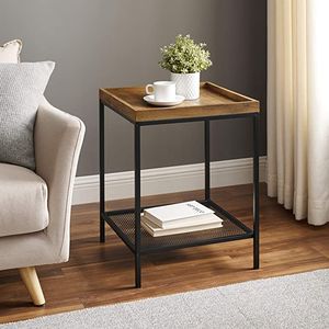 Table d'appoint en fer avec plateau en bois, idéale pour les petits appartements, coins élégants et utilisation pratique - Product Image 3