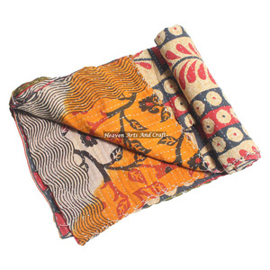 Multi Patch Kantha Vintage Quilt Bedding Blanket Indian Reversible <b>Bedspread</b> Ethnic Kantha Indian Reversible Hand Stitched Heavy - Product Image 4