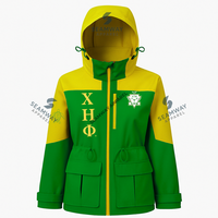 Veste de pluie en gros pour la sororité Chi Eta Phi, veste varsity à capuche en softshell, veste de pluie imperméable de haute qualité pour femmes