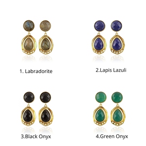 ต่างหูห้อยประดับอัญมณีหรูหรา ชุบทอง 18k ดีไซน์โดดเด่นสำหรับผู้หญิง ขายส่งสไตล์หรูหราสำหรับงานแต่งงาน เครื่องประดับแฟนซี - Product Image 1
