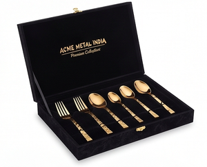 Juego de cubiertos dorados de 5 piezas, elegante juego de cubiertos con mango martillado, apto para lavavajillas, para bodas, cenas formales y restaurantes. - Product Image 4