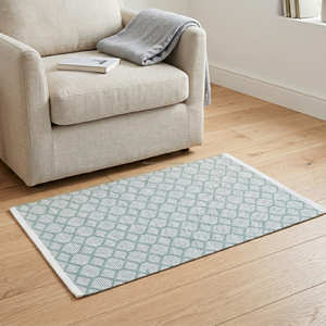 Tapis en coton tissé à la main à carreaux noirs pour chambre à coucher, bureau, appartement moderne et maison scandinave - Product Image 6