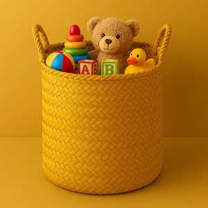 Panier et sac de rangement pour jouets en rotin tressé à la main |   Organisateur multifonctionnel écologique pour enfants |   Stockage Durable pour la Maison - Product Image 4