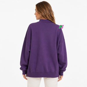 Sweat-shirt à col montant Georgia pour femme, noir, avec broderie de la carte de l'État, coupe oversize, pour l'automne - Product Image 4