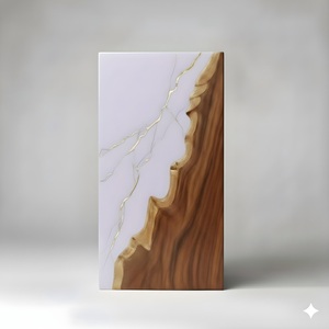 Lavender & Gold Resin Cremation Urn Modern Wood <b>Memorial</b> Keepsake Pure White & Sand Beige Resin Cremation Urn - Product Image 3