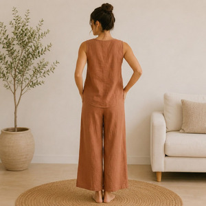 Ensemble de pyjama en lin pour femmes, respirant, doux, certifié OEKOTEX, vêtements de détente pour femmes, vêtements de nuit d'été - Product Image 2