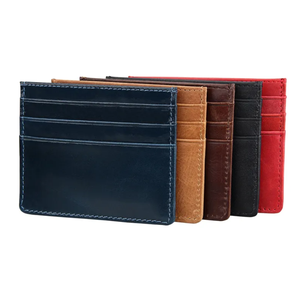 Custom Genuine Leather Men's Card Holder <b>Wallet</b> Open Closure Short Length High Quality Slim <b>RFID</b> Blocking Crazy Horse Leather - Product Image 6