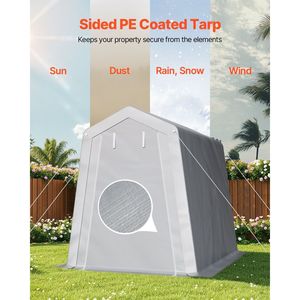 Tente d'abri de voiture portable imperméable de 6x8 pieds Abri de stockage extérieur portable Garages Auvents et abris de voiture - Product Image 3