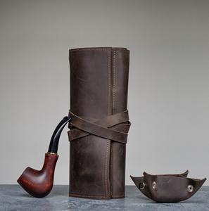 Estuche de Viaje para Pipas de Tabaco, de Cuero Genuino, Estilo Vintage, con Cierre de Cremallera, Personalizable, Venta al Por Mayor de Fábrica, PRB-0026 - Product Image 4