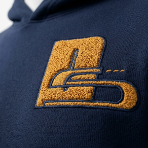 Men's Navy Blue Hooded Sweatshirt With <b>Orange</b> Logo Front Pocket Casual Cotton Pullover Regular Fit Autumn Wear <b>Hoodies</b> - Product Image 6