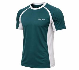 T-shirt à manches courtes pour homme, coupe classique, col rond, manches raglan, couleur unie, séchage rapide, style sportif, tissu tricoté 100% polyester - Product Image 2