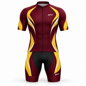 Conjunto de Jersey y Pantalones Cortos Acolchados para Ciclismo Profesional, Cierre Completo, Manga Corta, para Entrenamiento y Carreras en Bicicleta de Carretera - Product Image 1