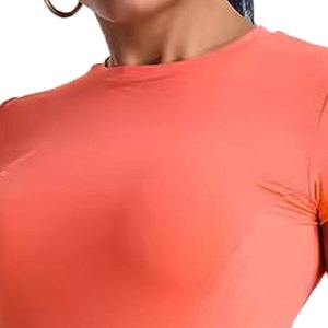 T-shirt de sport compressif pour femme, coupe ajustée, col rond, écologique, respirant, extensible dans quatre directions, antibactérien - Product Image 5