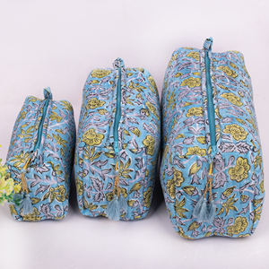 Nouvelle Trousse de Maquillage Matelassée en Coton, Magnifique Étui de Rangement Imprimé, Pochette de Voyage à Fermeture Éclair, Ensemble de Sacs Organisateurs Cosmétiques Durables - Product Image 1