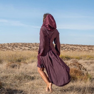 Fairy Grunge Elven Cotton Hood Jacket Lightweight Summer Jacket <b>Boho</b> Festival Clothing With Breathable Fabric And Pockets - Product Image 1