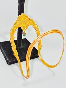 Joyería de templo Lakshmi de oro macizo de 22k, brazalete de oro amarillo auténtico, Bajuband Vanki, joyería nupcial tradicional del sur de la India para mujeres. - Product Image 3