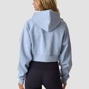 Hoodie court décontracté en tissu extensible doux, confortable et léger, idéal pour le quotidien et les activités sportives - Product Image 3