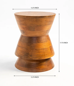 Mango Wood Accent <b>Table</b> and <b>Stool</b> Versatile Wooden Furniture Set for Living Room Bedroom Home Decor and Everyday Use - Product Image 4