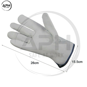 White Thumb Design Soft Grain <b>Leather</b> Elastic Wrist Industrial Assembly <b>Gardening</b> Utility Premium Genuine <b>Leather</b> Work <b>Gloves</b> - Product Image 4