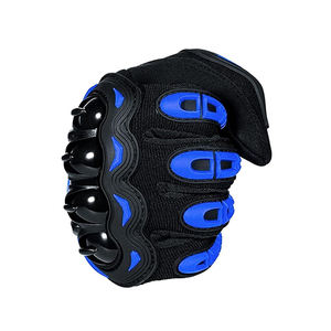 Gants de course à doigts entiers en cuir noir et bleu, avec paume antidérapante, unisexe, fermeture à enfiler, pour cyclisme et activités de plein air - Product Image 2