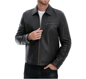 Blouson de motard en cuir véritable pour homme de haute qualité, fermeture éclair, logo personnalisé, élégant, hiver, OEM, vente en gros, nouvelle marque 2026 - Product Image 1