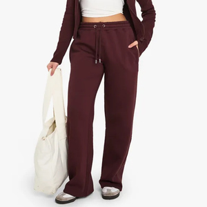 High Demand Winter Chocolate Brown Women's Straight Leg Joggers Terry Fleece 100% Cotton Drawstring Closure Soft Touch - Product Image 6