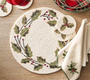 Set de table brodé à la main avec perles, style traditionnel, artisanat manuel - Product Image 5