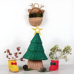 Adornos de Navidad, adornos artesanales en forma de árbol de ratán verde, tendencia novedosa, otras decoraciones de Navidad - Product Image 4