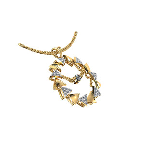 Colgante clásico de oro amarillo con diamantes cultivados en laboratorio de corte brillante redondo para uso diario, estilo femenino. - Product Image 3