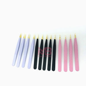 Hot <b>sale</b> eyelash tweezers <b>set</b> tweezers <b>for</b> eyelash extension stainless steel eyelash extension tweezers Fiber tip - Product Image 4