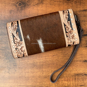 Recién llegado, cartera tallada a mano, embrague, pelo elegante en cuero de vaca, Cartera de mano, multiusos, carteras de cuero occidental - Product Image 4