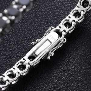 Bracelet tennis de luxe en argent 925 plaqué rhodium avec cristaux noirs, verts et bleus sertis en canal, bijoux de soirée pour femme - Product Image 3