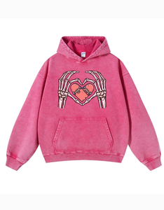 Sudadera con Capucha Personalizada Y2K con Estampado de Corazón de Esqueleto, Estilo Gótico Vintage, Sudadera Oversize de Moda Urbana, Estilo Emo Punk, Unisex - Product Image 6