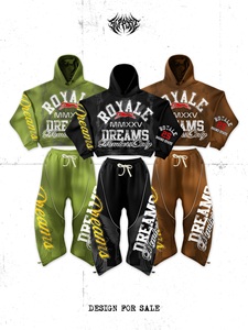 Conjunto Deportivo ROYALE con Capucha, Sudadera Larga y Pantalones, Estampado por Sublimación, Ropa Urbana Unisex para Adultos, Otoño, Transpirable, Poliéster - Product Image 1