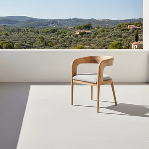 Silla de Comedor Diana para Exteriores, Fabricada en Madera de Teca Sólida con Cojín, Acabado Natural, Estilo Minimalista para una Vida Moderna e Industrial - Product Image 3