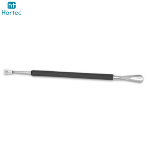 2026 Durable Customized Made Premium Stainless Steel Cuticle Nail Pusher With Textured Black Handle and Protective Pouch - Product Image 2