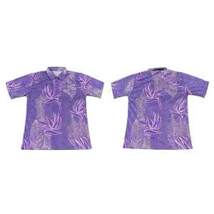 Maillot tropical violet personnalisé pour homme, en polyester respirant, imprimé feuilles par transfert thermique, style hawaïen décontracté - Product Image 3