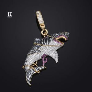 Pendentif Requin Hip Hop Iced Out Personnalisé avec Diamant de Laboratoire Véritable en Argent Sterling 925 Plaqué Or, Bijou Bling pour Homme, Cadeau - Product Image 1