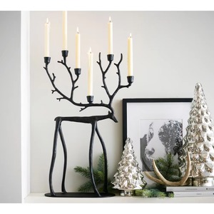 Porte-bougie renne noir, décoration festive élégante pour cheminée, décoration de fête et de table pour événements - Product Image 2