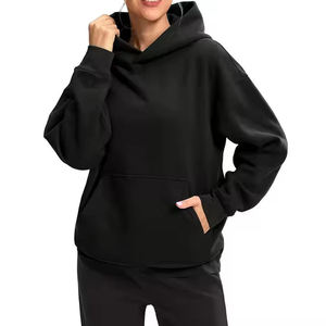 Sudadera con Capucha para Mujer, Color Rosa Sólido, Felpa, Informal, con Bolsillos, Corte Regular, Estilo Otoñal, 100% Algodón, Transpirable - Product Image 6