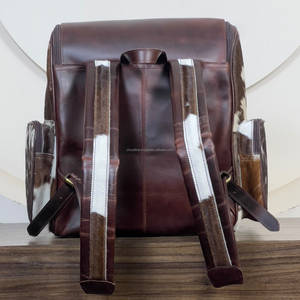 Wholesale Genuine Cowhide Leather with Boot Stitch <b>Backpack</b> Purse Tooled Flap Women Travel Daily Use School Fashion <b>Backpacks</b> - Product Image 5