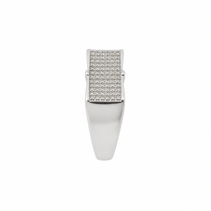 925 Sterling <b>Silver</b> <b>Mens</b> Diamond Pave Rectangle Signet <b>Ring</b> Minimalist Bold Design High Polish Finish Wedding Party Daily Wear G - Product Image 2