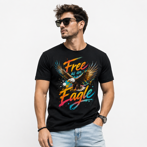 Camiseta Negra de Manga Larga para Hombre con Estampado de Águila, Cuello Redondo, Corte Holgado, Estilo Hip Hop, Informal, 100% Algodón Jersey Transpirable - Product Image 4