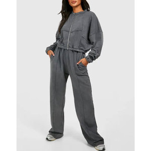 Women's Two Piece Tracksuit Set Solid Color <b>Zip</b> <b>Up</b> <b>Jacket</b> Jogger Pants Long Sleeve Athletic Outfit - Product Image 4